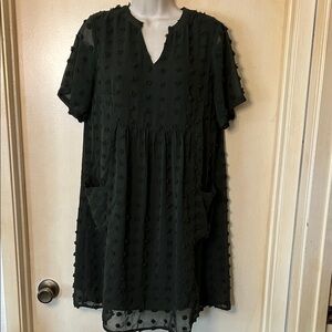 Mihol army green babydoll dress with sheer sleeves size S